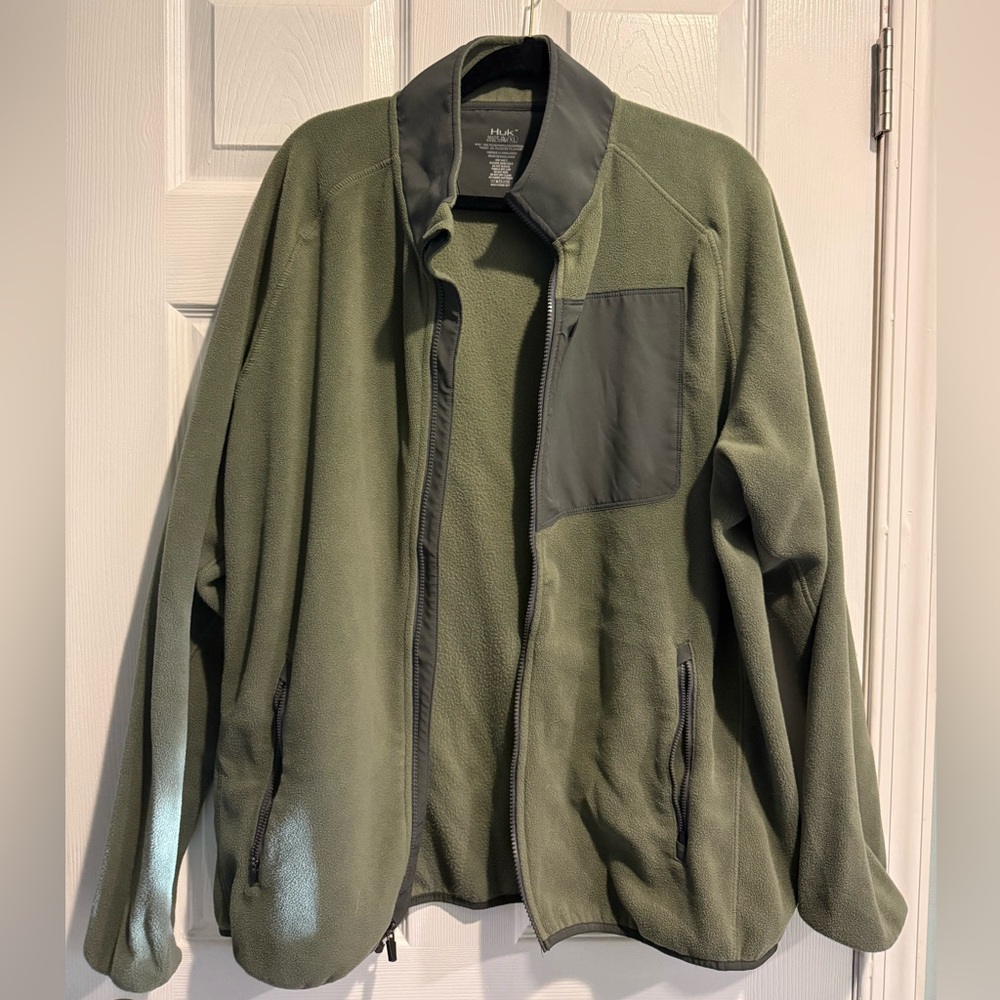 Huk Olive and Black Lightweight Fleece Jacket